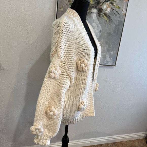 Maeve Cream Floral Knit Women's Sweater - Picture 4 of 9
